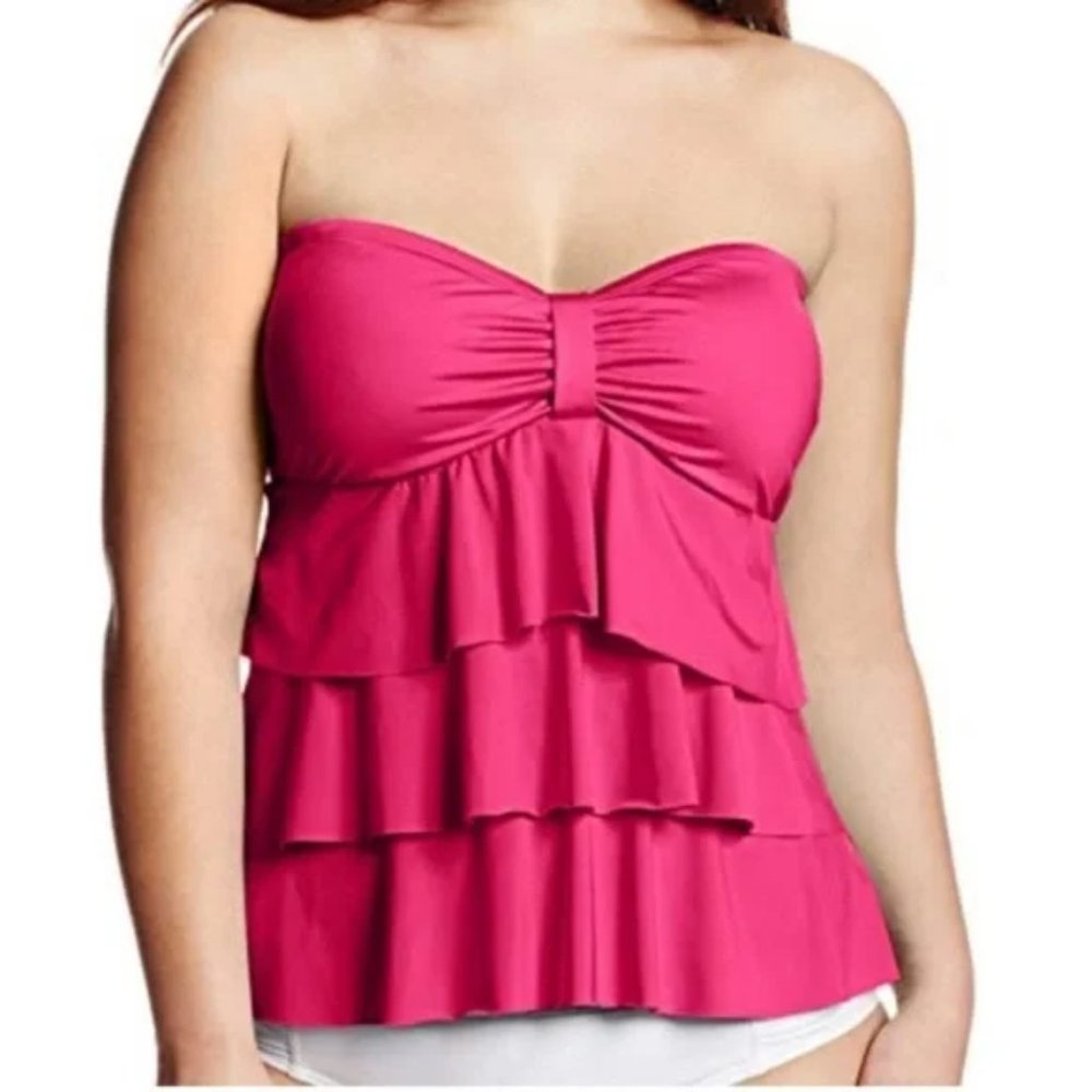 Kenneth Cole Reaction Pink Ruffled Swim Tankini Women Size Small